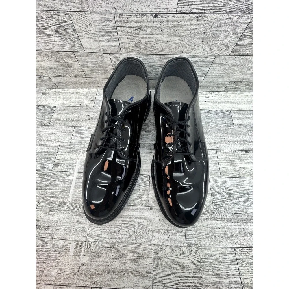 Bates Dress Shoes Mens Size 8.5 D Black Patent Leather Oxford Formal Vibram Sole